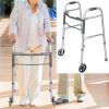 Adjustable Height 32"-39" Foldable Standard Walker with 5" Wheels & Folding Button, Support up to 300 lbs