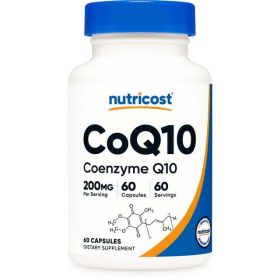 Nutricost CoQ10 200mg, 60 Vegetarian Capsules, 60 Servings - Non-GMO Supplement