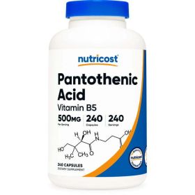 Nutricost Pantothenic Acid (Vitamin B5) Supplement 500mg, 240 Capsules